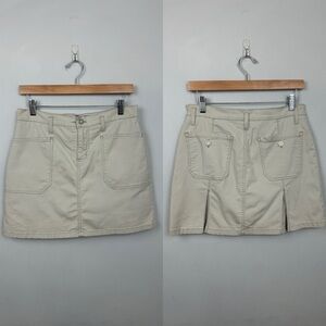 Vintage Y2K Tan Back Pleated Mini Skirt Skort Sz 4